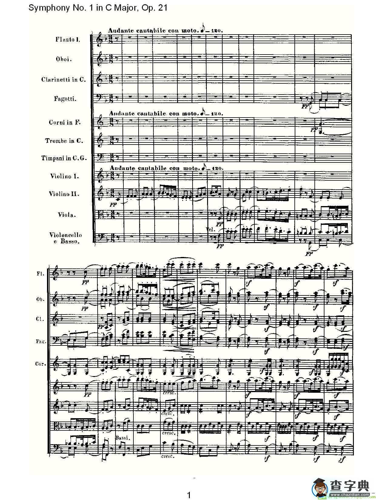 Symphony No. 1 in C Major, Op. 21简谱(路德维西·冯·贝多芬演唱)