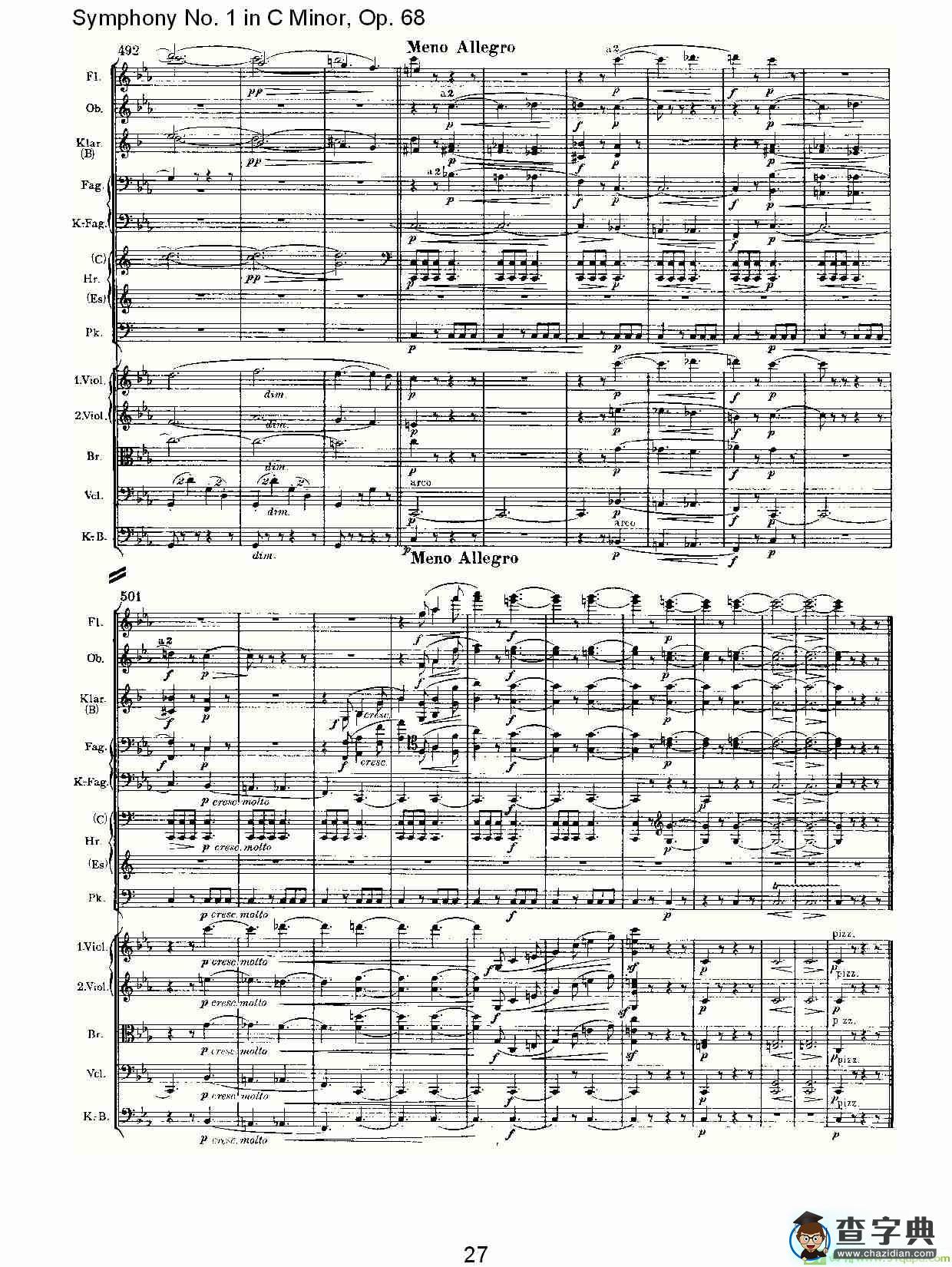 C小调第一交响曲, Op.68 第一乐章简谱(约翰内斯·勃拉姆斯演唱)