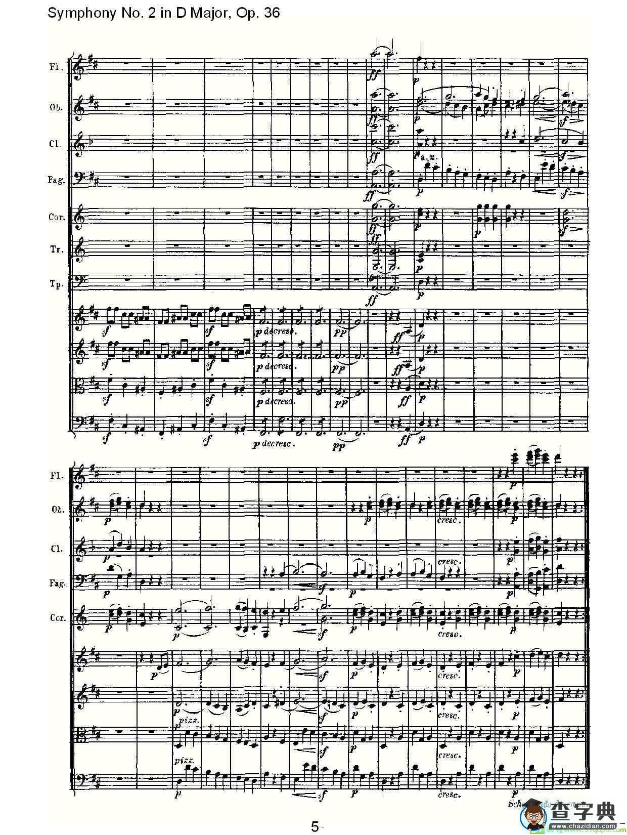 Symphony No. 2 in D Major, Op.36简谱(路德维西·冯·贝多芬演唱)