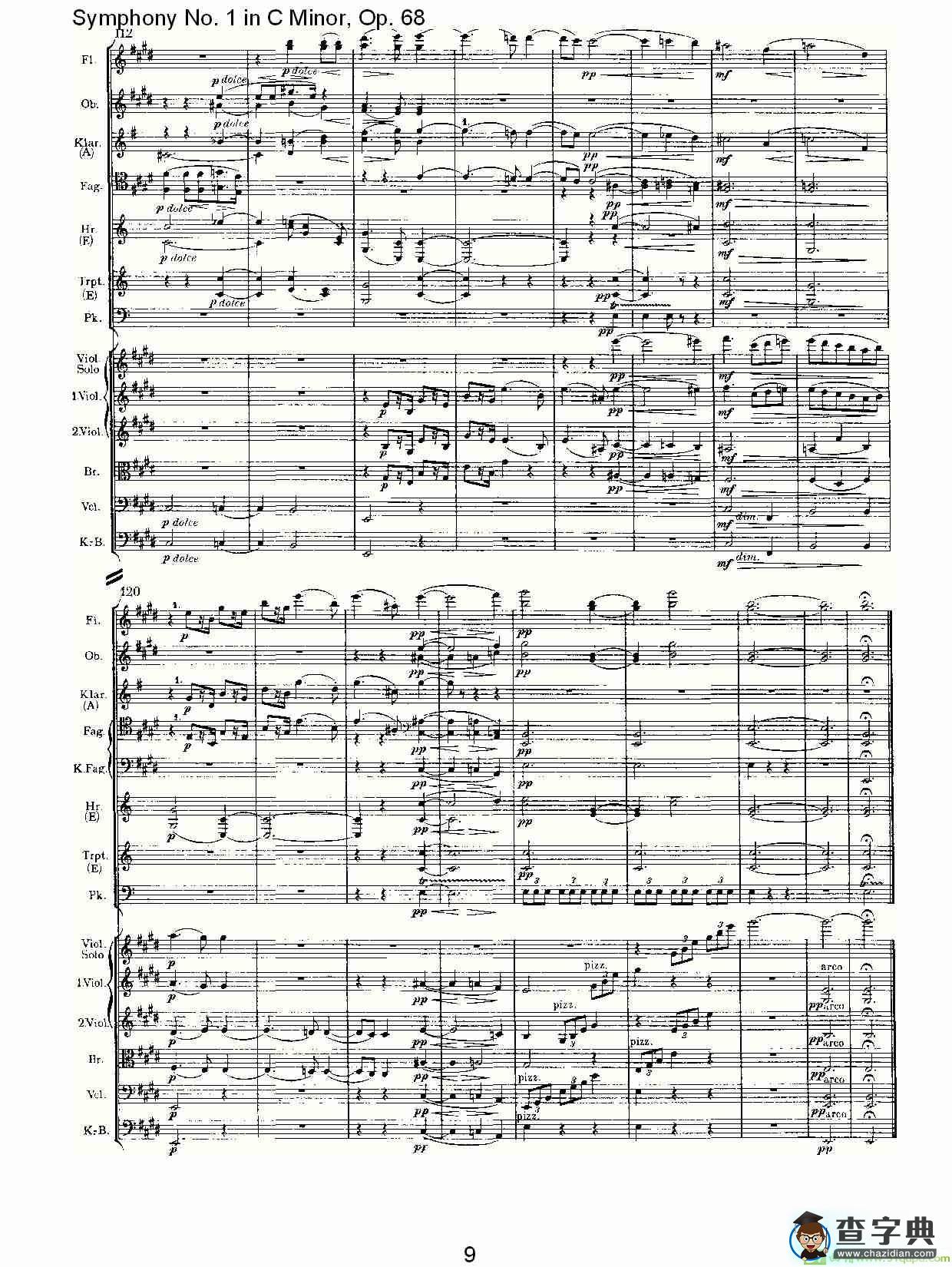 C小调第一交响曲, Op.68 第二乐章简谱(约翰内斯·勃拉姆斯演唱)