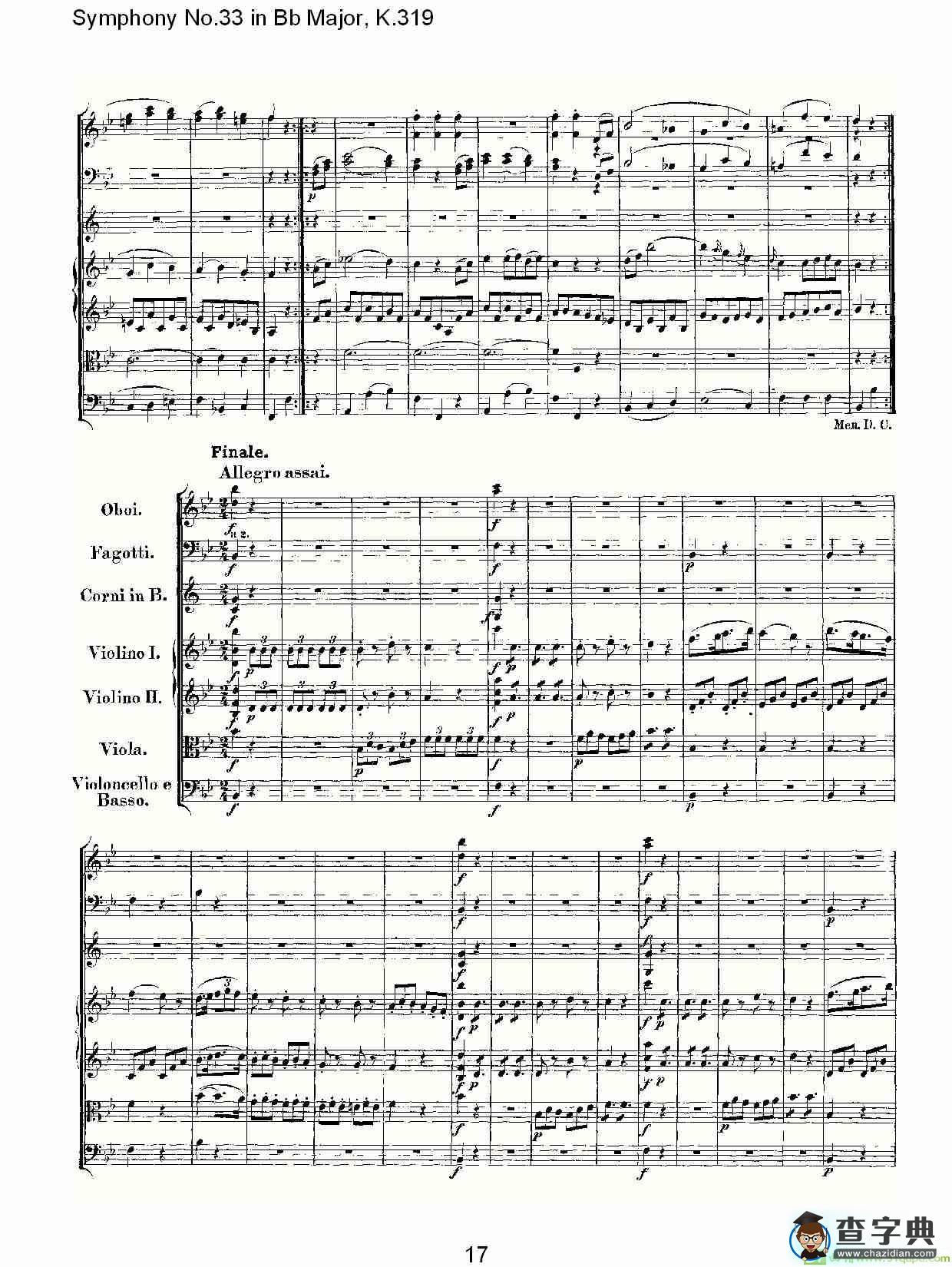 Symphony No.33 in Bb Major, K.319简谱