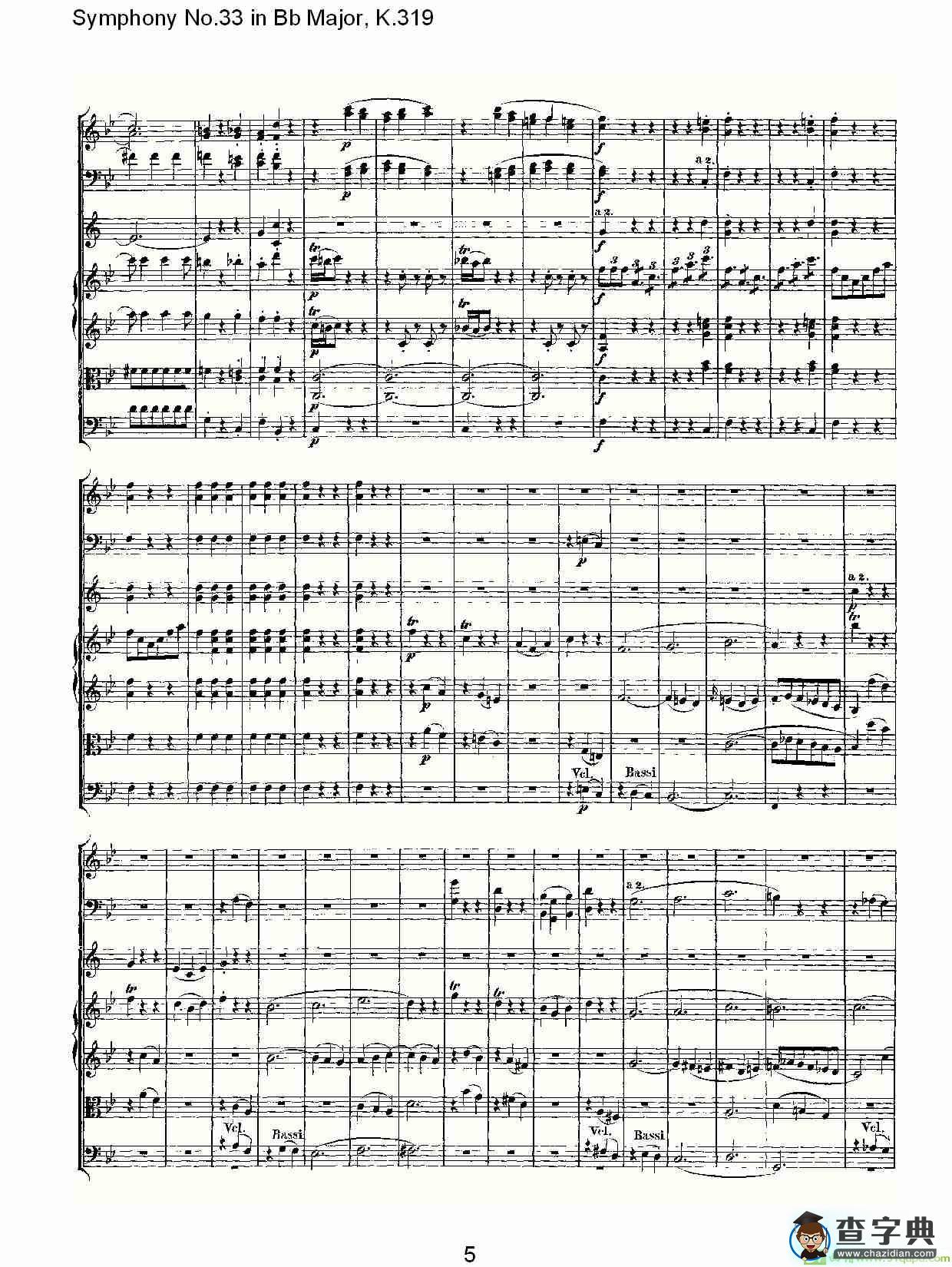 Symphony No.33 in Bb Major, K.319简谱