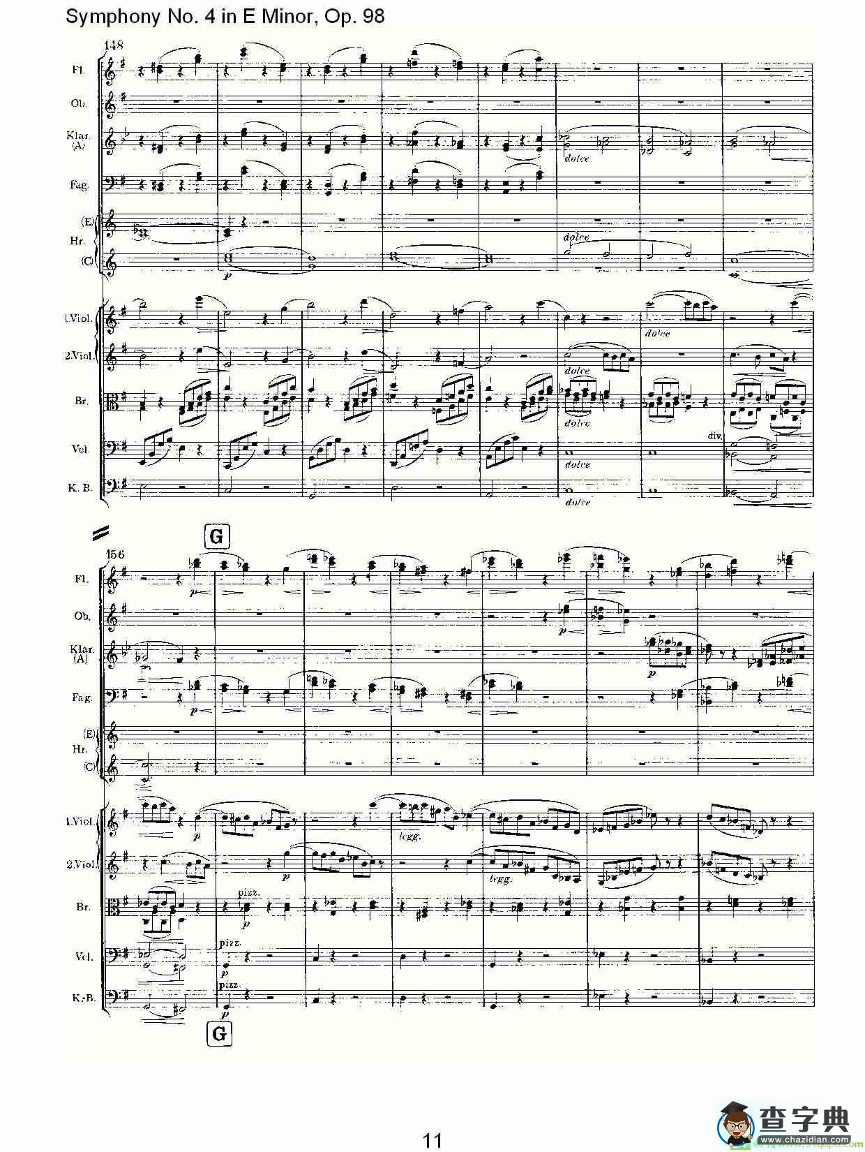 E小调第四交响曲, Op.98 第一乐章简谱(约翰内斯·勃拉姆斯演唱)
