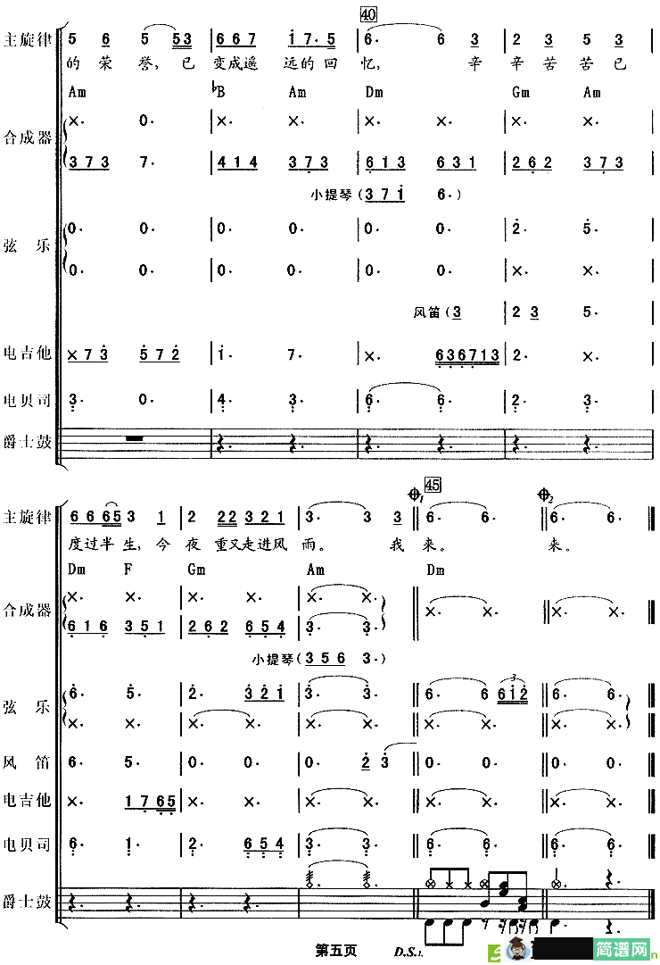 从头再来简谱(王晓峰作曲,刘欢演唱)