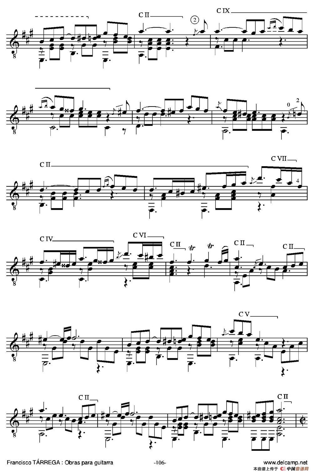 EL CARNAVAL DE VENECIA(Grande variaciones sobre un tema de Niccolo Paganini)（古典吉他）吉他谱