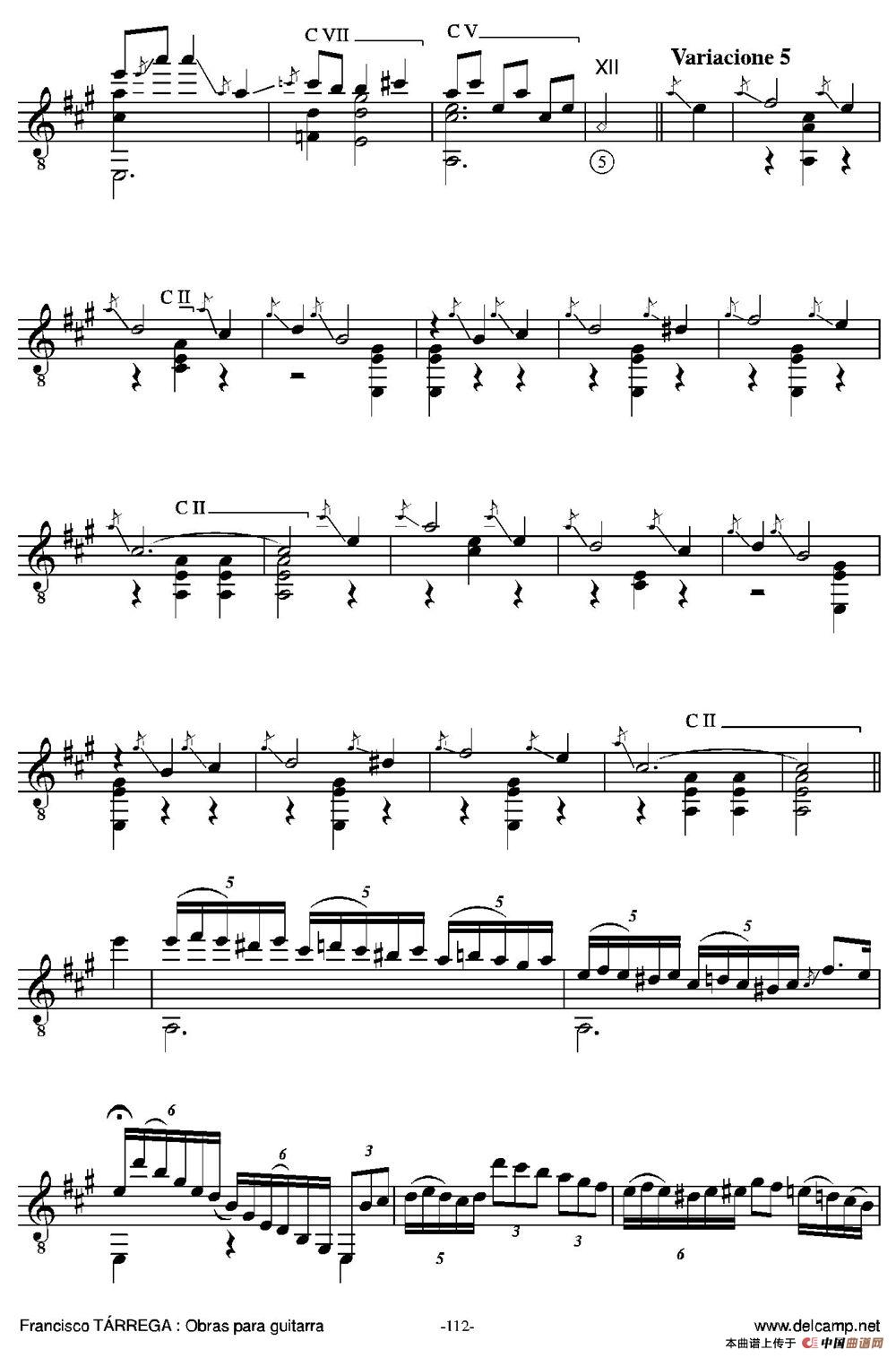 EL CARNAVAL DE VENECIA(Grande variaciones sobre un tema de Niccolo Paganini)（古典吉他）吉他谱