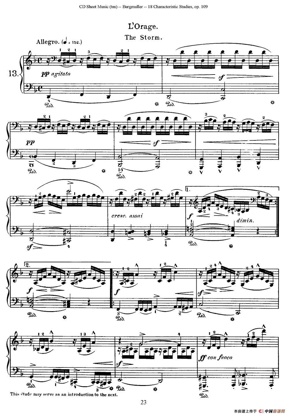 Burgmuller - 18 Characteristic Studies（13）钢琴谱