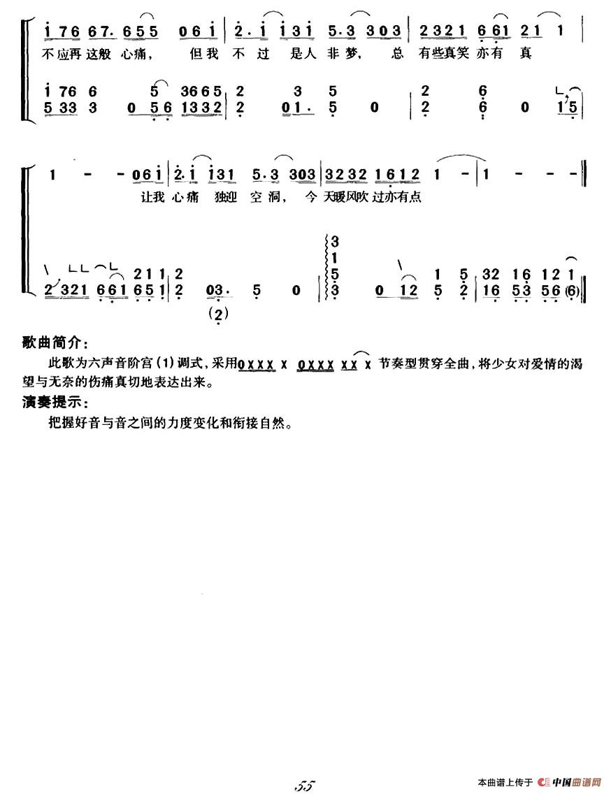 如风（林振强词 张宇曲、弹唱谱）古筝谱/简谱
