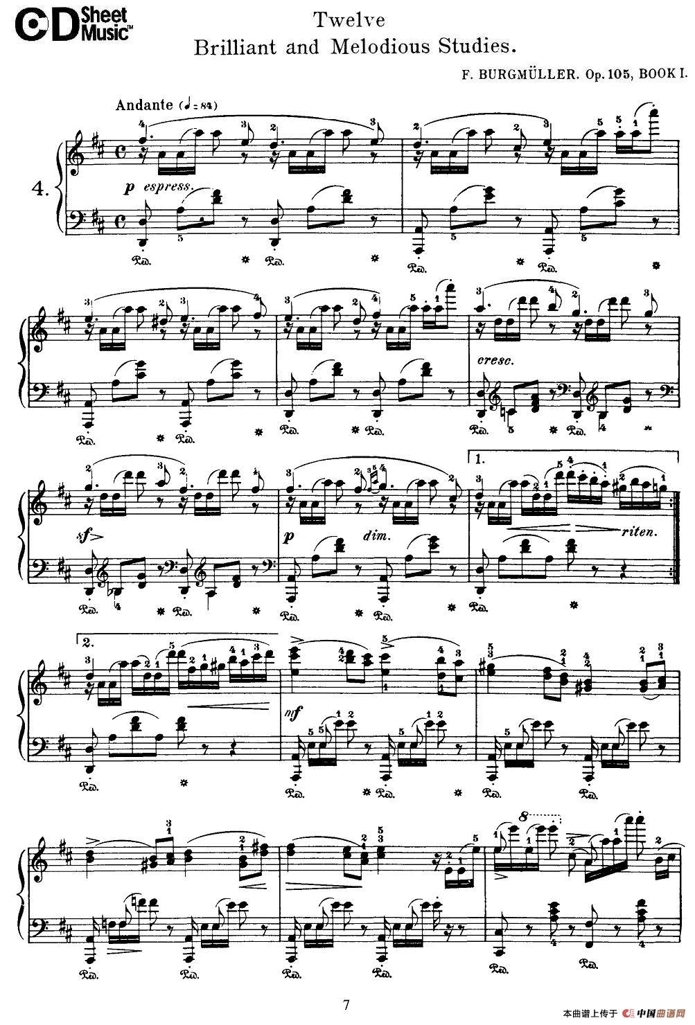 Burgmuller - 12 Brillian and Melodious Studies（4）钢琴谱