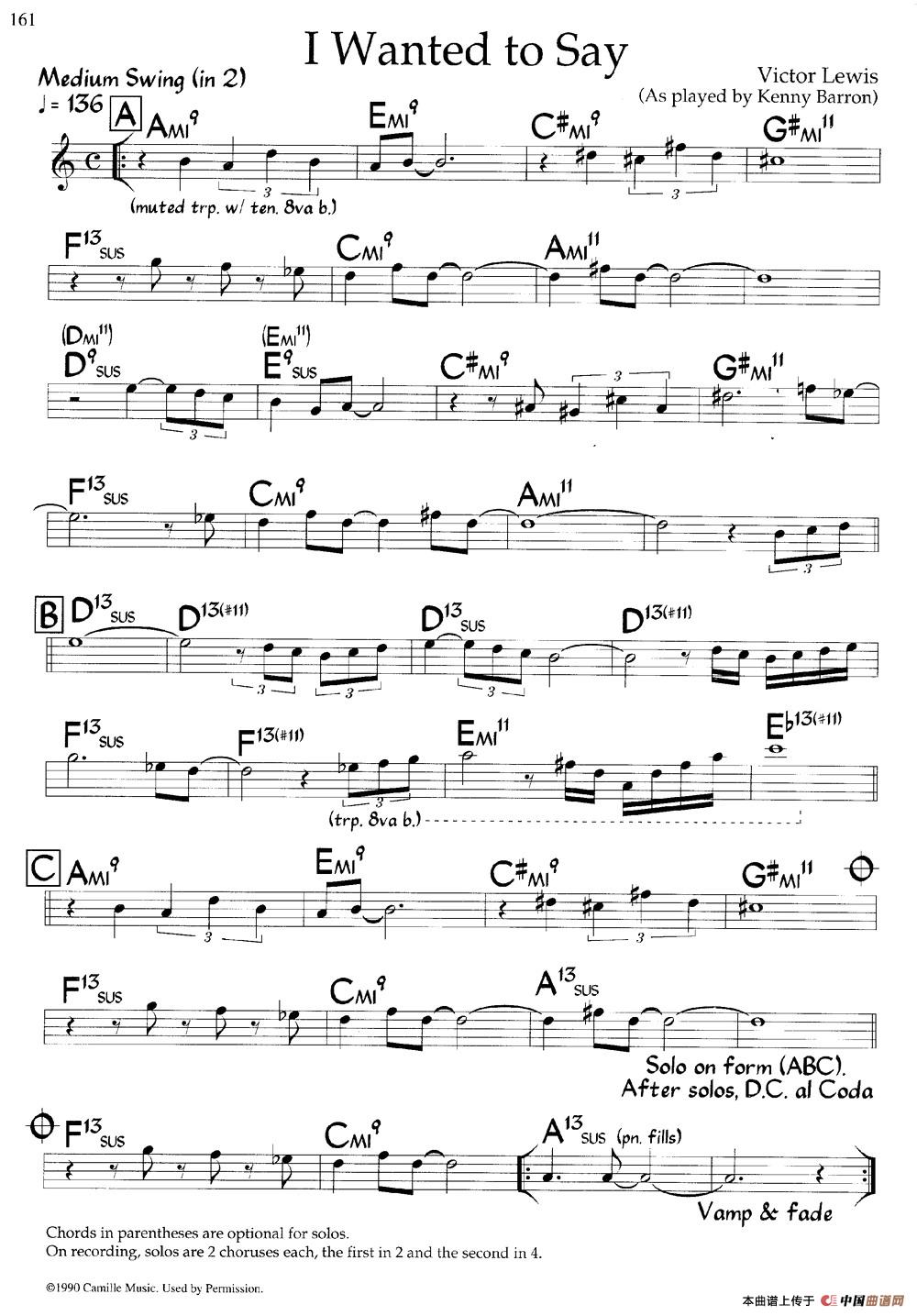 I Wanted to Say（爵士钢琴曲）钢琴谱