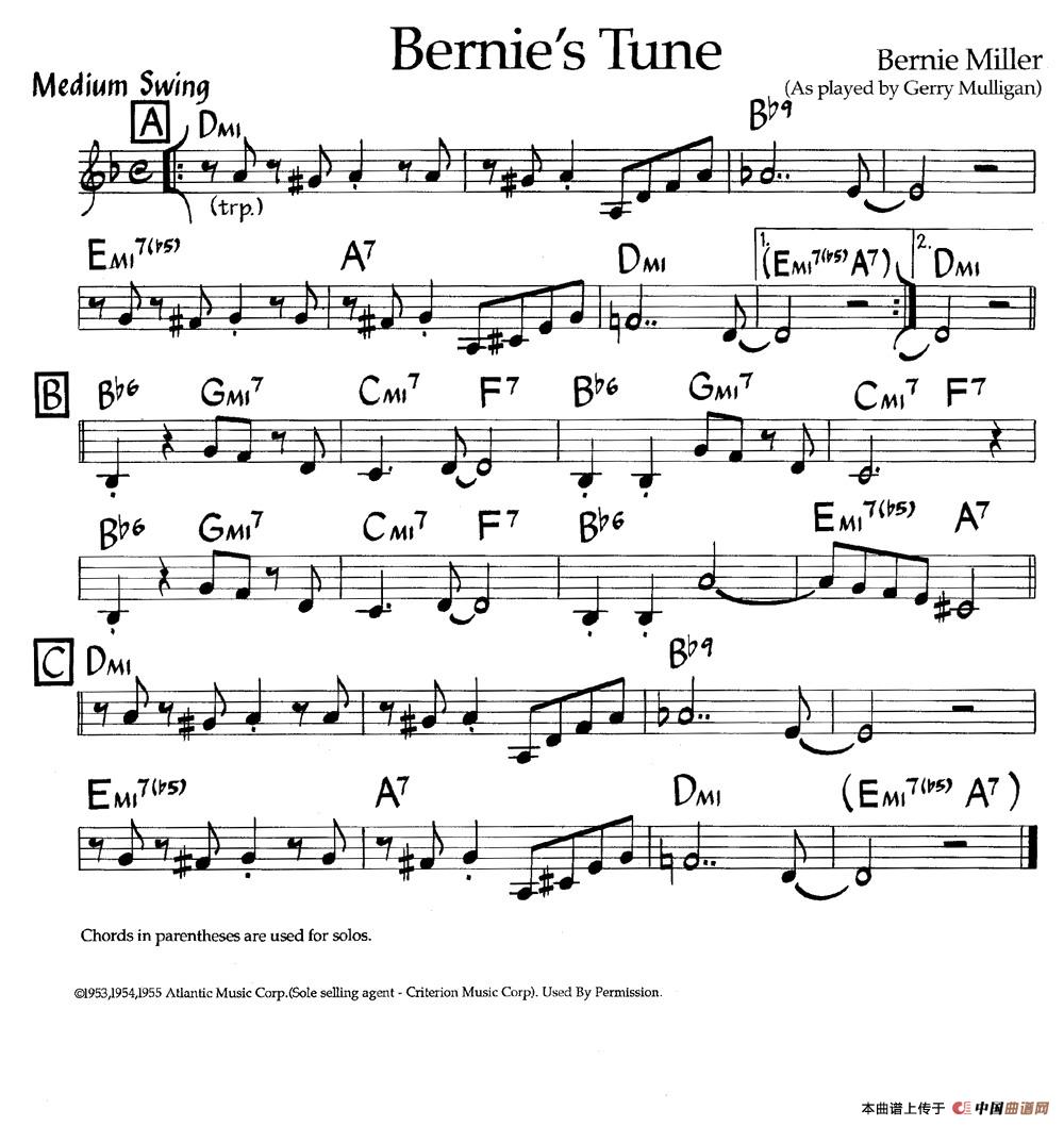 Bernies Tune（爵士钢琴曲）钢琴谱