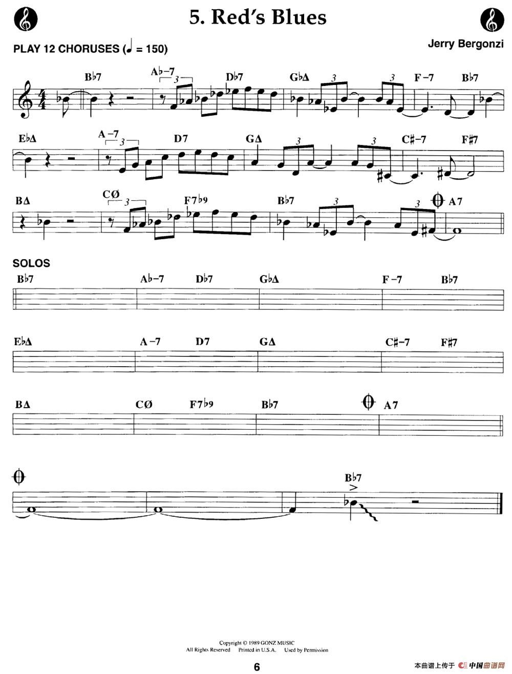 Reds Blues萨克斯谱
