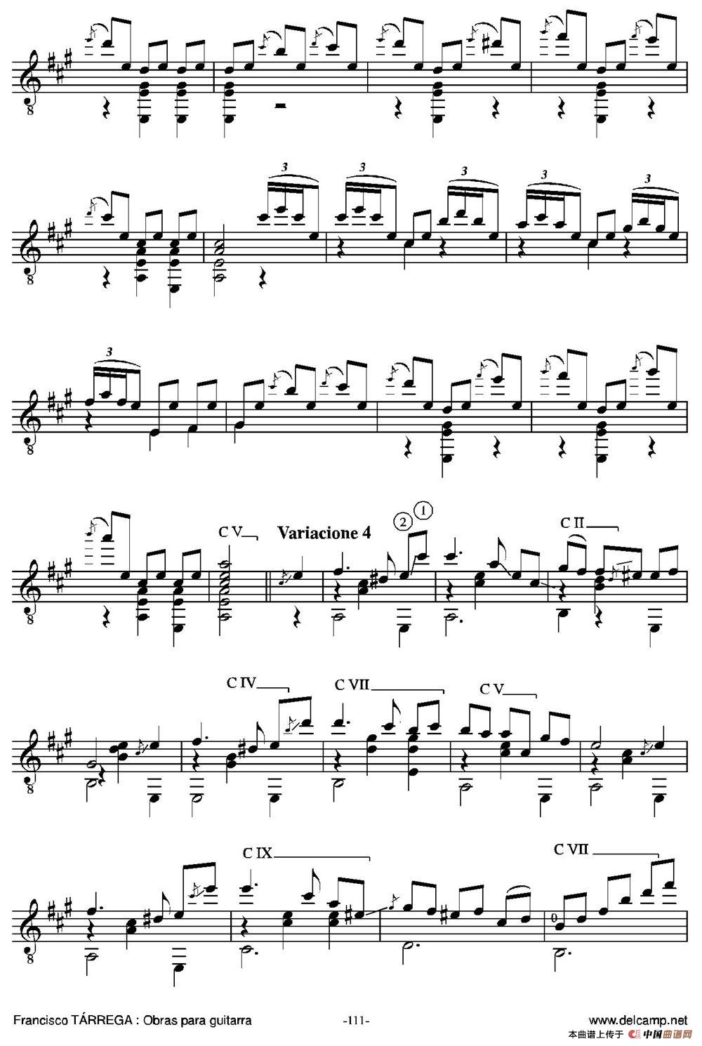 EL CARNAVAL DE VENECIA(Grande variaciones sobre un tema de Niccolo Paganini)（古典吉他）吉他谱