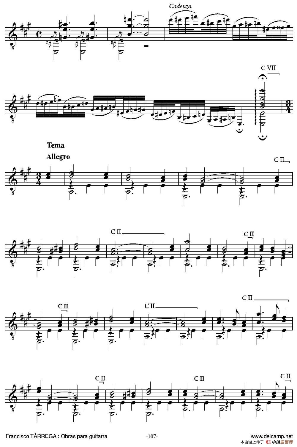EL CARNAVAL DE VENECIA(Grande variaciones sobre un tema de Niccolo Paganini)（古典吉他）吉他谱