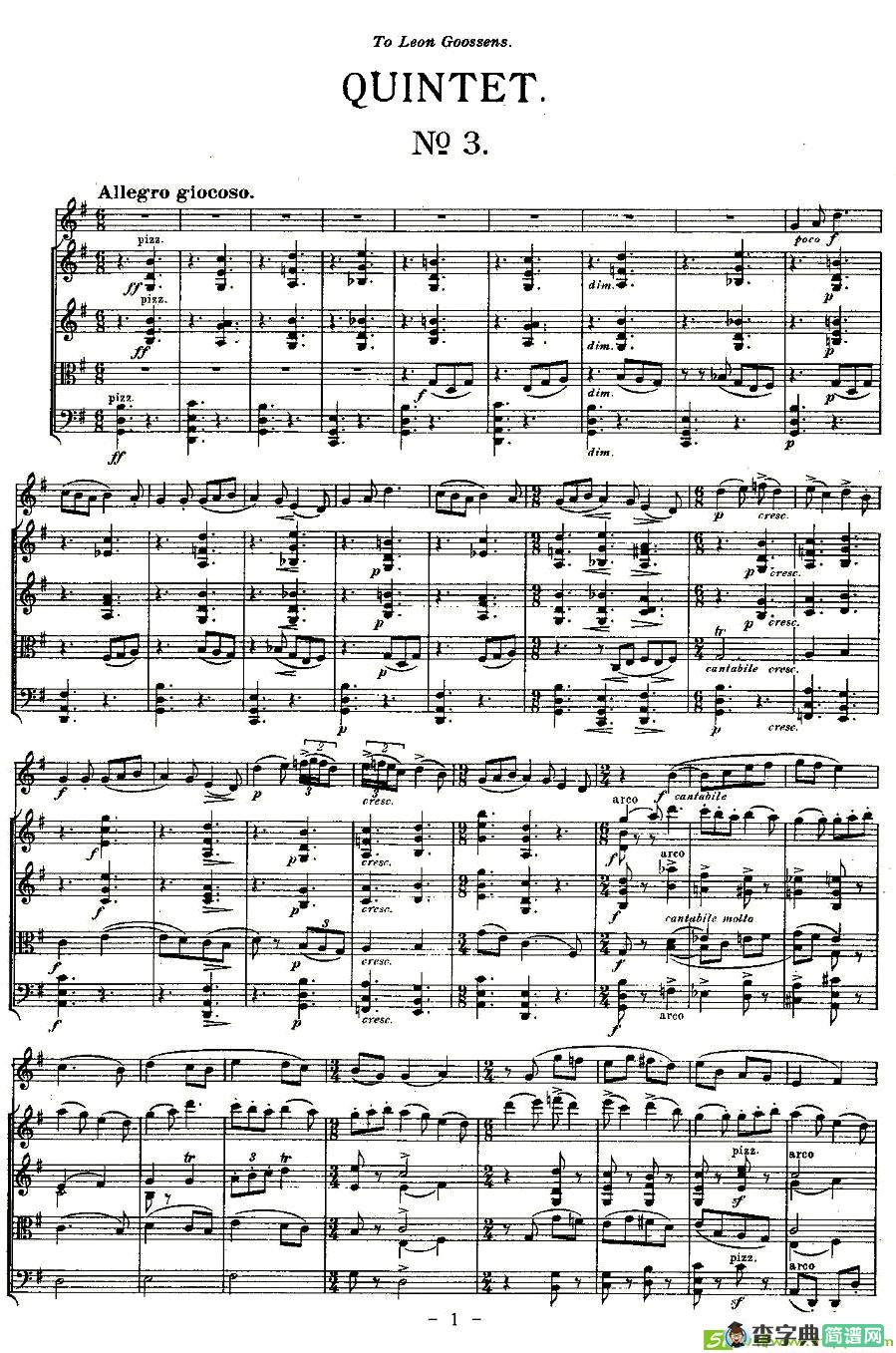 QUINTET.No3.简谱