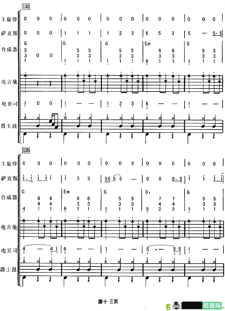 真心英雄简谱(李宗盛作曲)