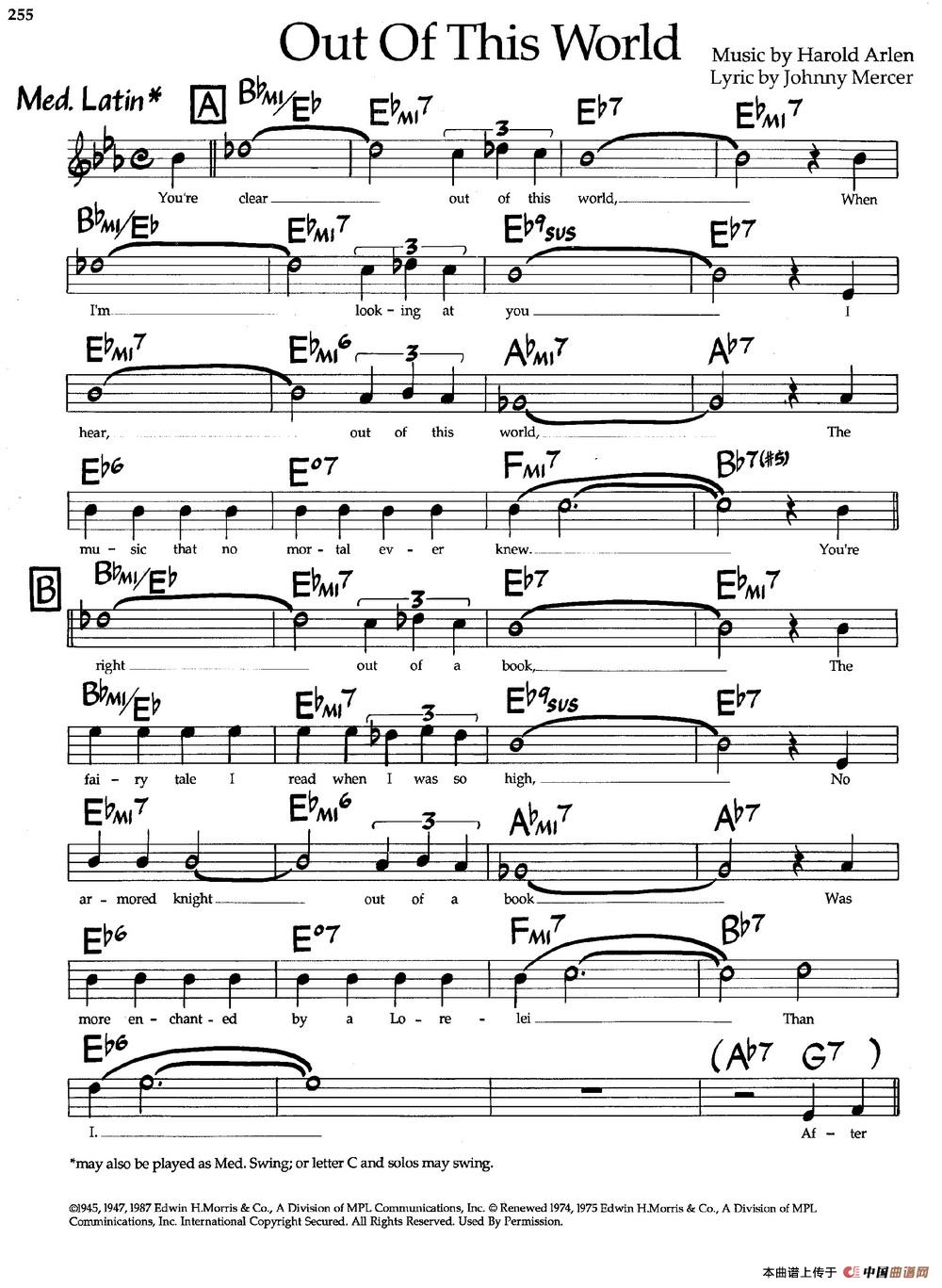 Out Of This World（爵士钢琴曲）钢琴谱