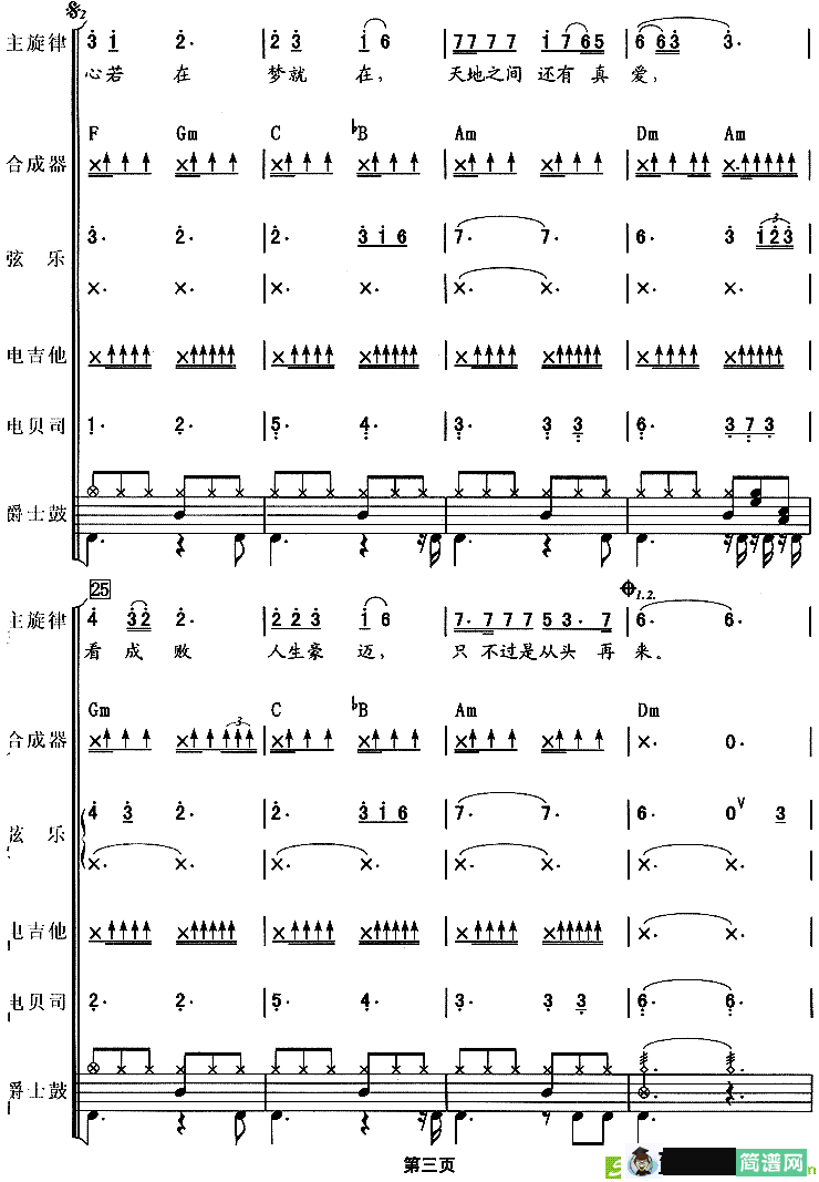 从头再来简谱(王晓峰作曲,刘欢演唱)