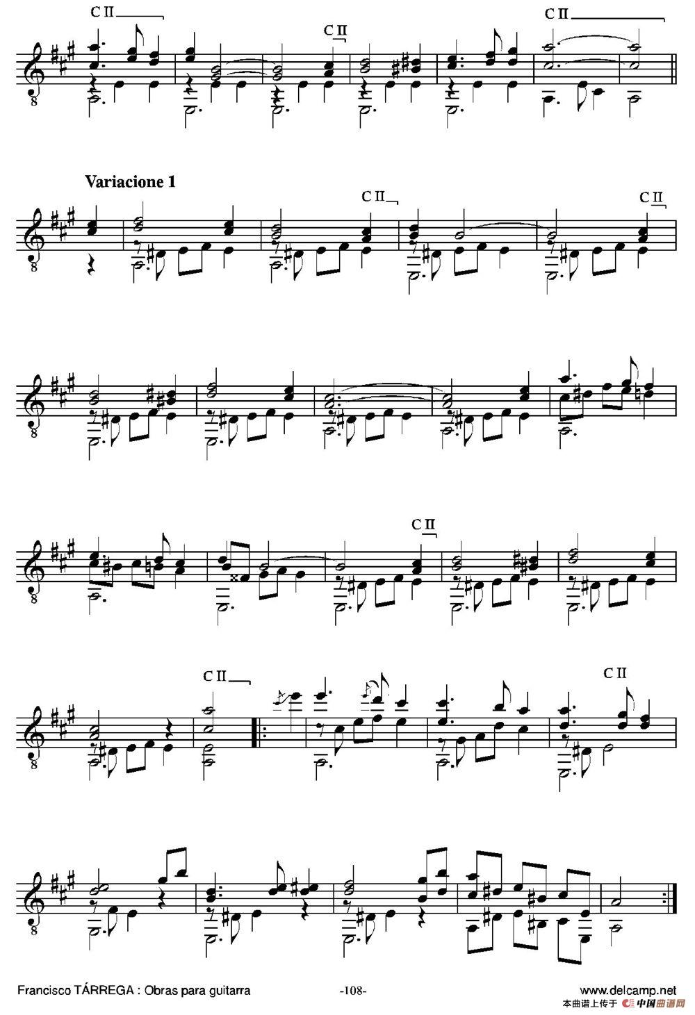 EL CARNAVAL DE VENECIA(Grande variaciones sobre un tema de Niccolo Paganini)（古典吉他）吉他谱