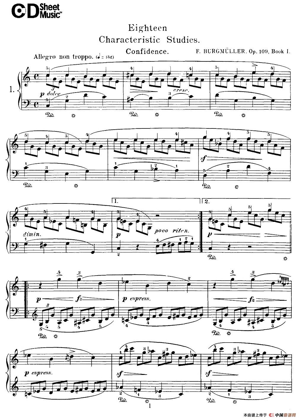 Burgmuller - 18 Characteristic Studies（1）钢琴谱