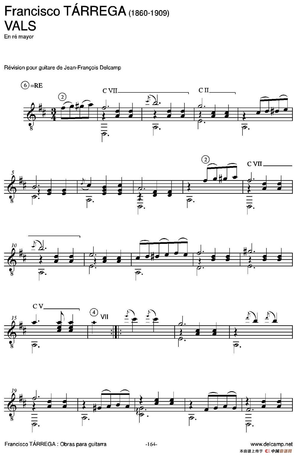 VALS(En re mayor)（古典吉他）吉他谱