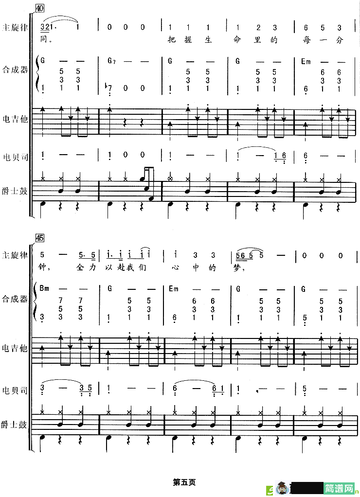 真心英雄简谱(李宗盛作曲)