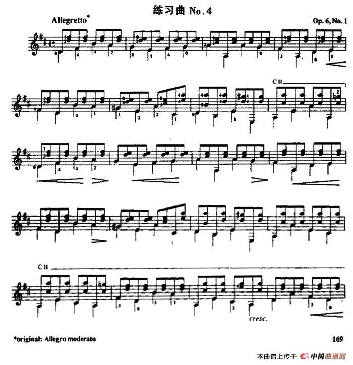 费尔南多·索尔 古典吉他练习曲 No.4（Op.6 No.1）吉他谱