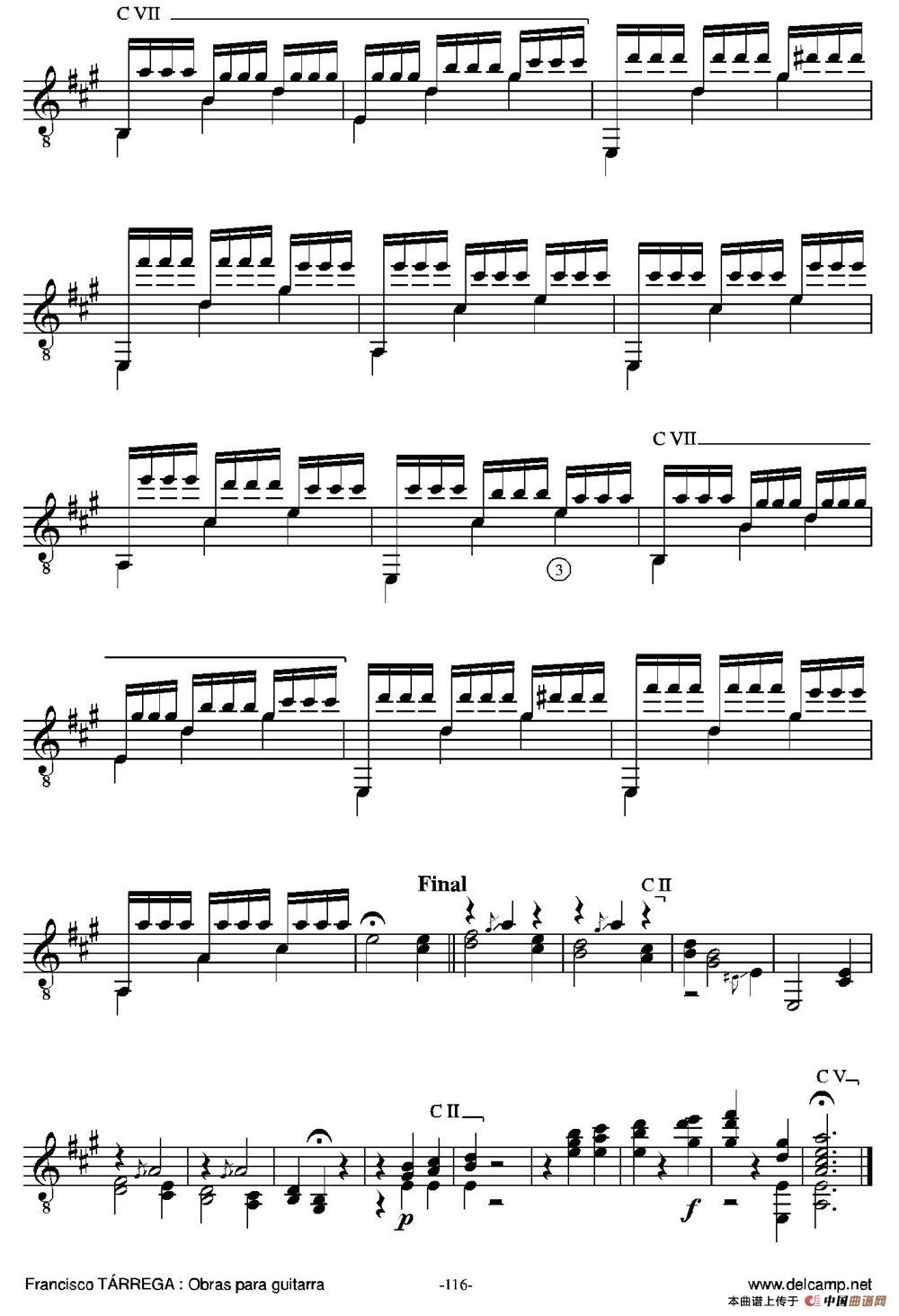 EL CARNAVAL DE VENECIA(Grande variaciones sobre un tema de Niccolo Paganini)（古典吉他）吉他谱