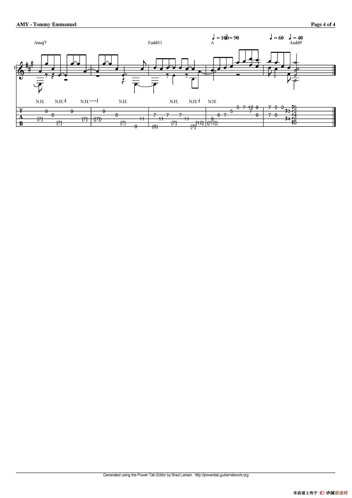 tommy emmanuel：amy（指弹吉他）吉他谱