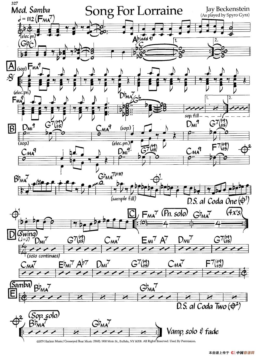 Song For Lorraine（爵士钢琴曲）钢琴谱
