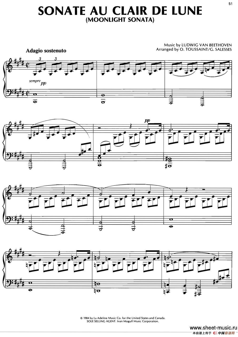 SONATE AU CLAIR DE LUNE（MOONLIGHT SONATA）钢琴谱
