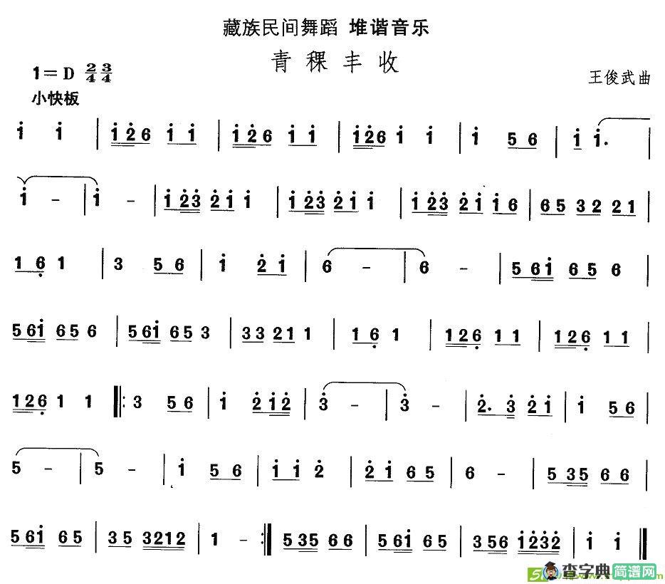 中国民族民间舞曲选简谱(王俊武作曲)