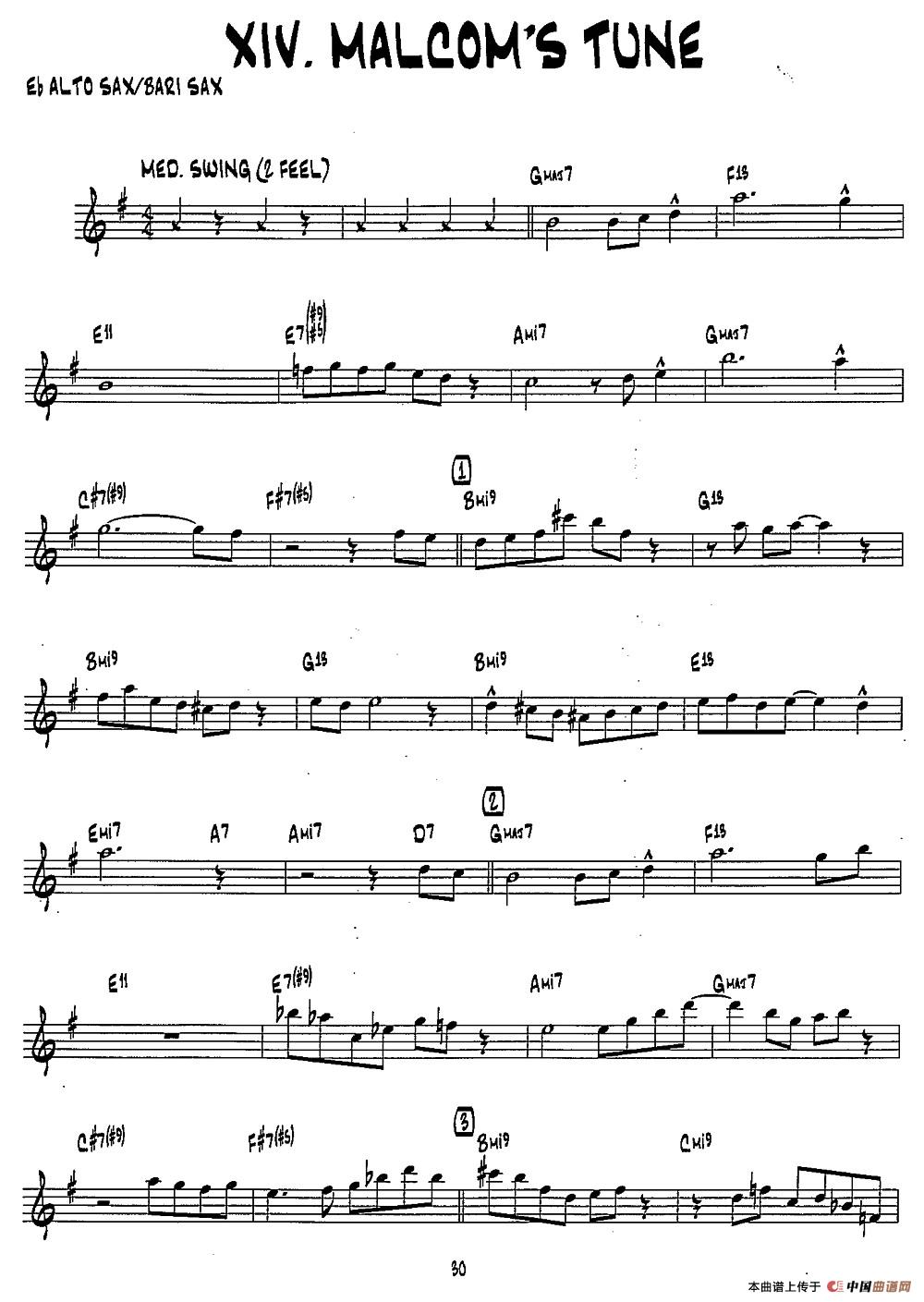 MALCOMS TUNE（15首爵士练习曲之14）萨克斯谱