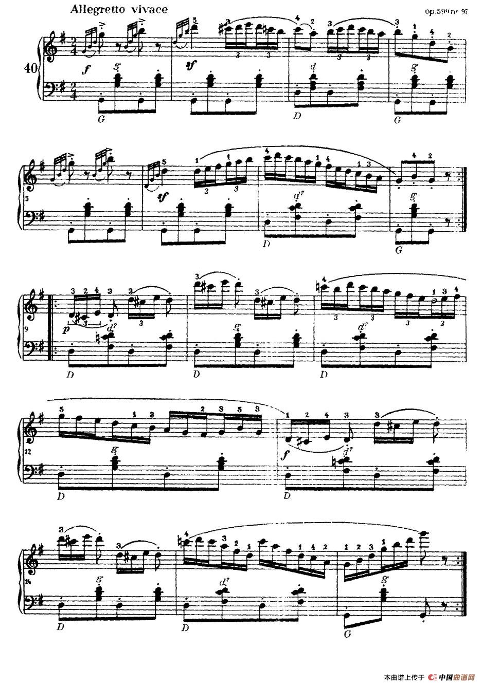 《车尔尼手风琴练习曲集》（第Ⅰ册）（37—44）手风琴谱/简谱