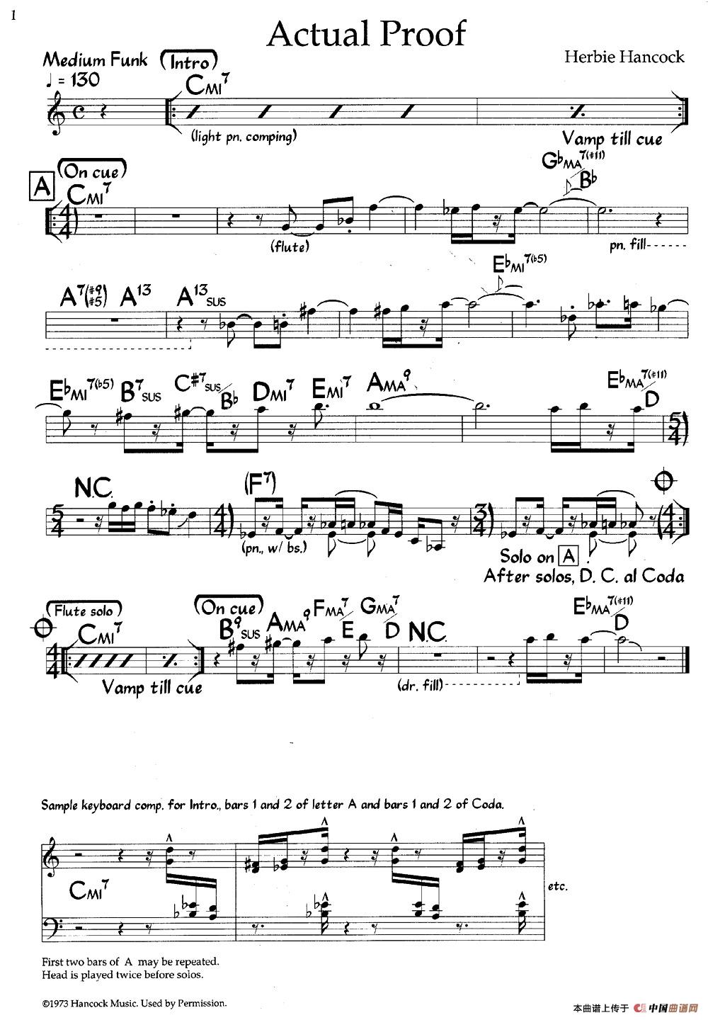 Actual Proof（爵士钢琴曲）钢琴谱
