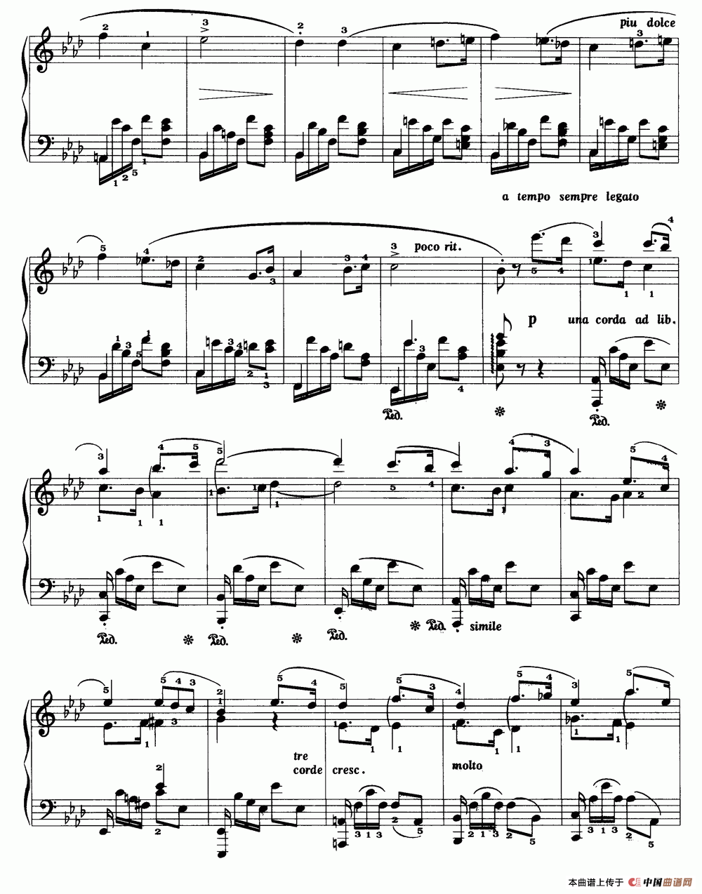 无词浪漫曲（福雷作品第17号之三）钢琴谱