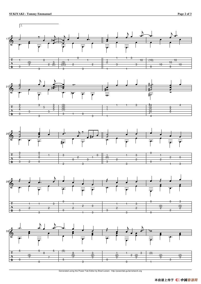tommy emmanuel：sukiyaki 2（指弹吉它）吉他谱