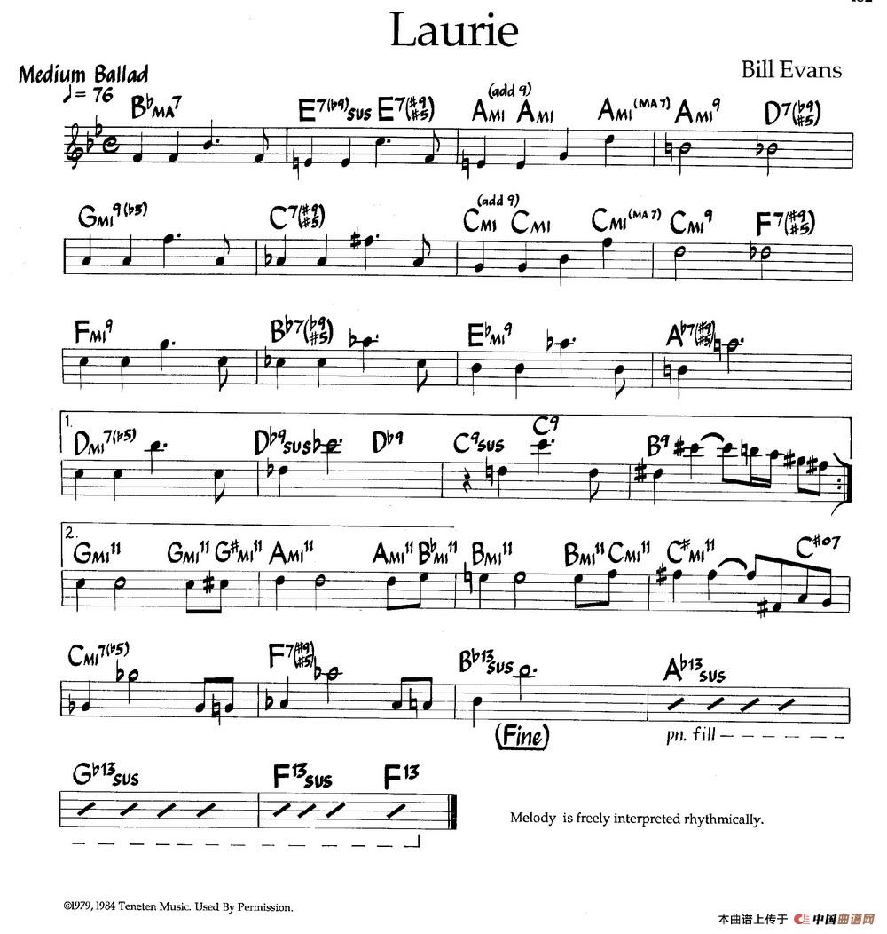 Laurie（爵士钢琴曲）钢琴谱
