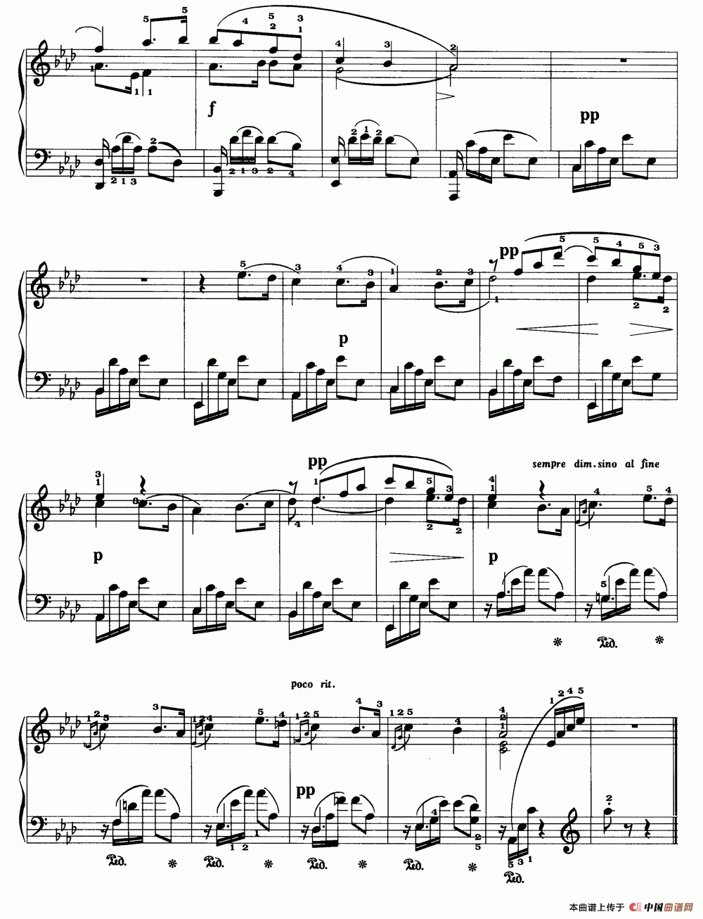 无词浪漫曲（福雷作品第17号之三）钢琴谱