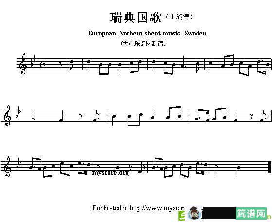 各国国歌主旋律：瑞典简谱