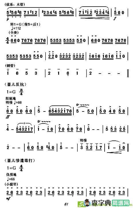 现代舞剧《白毛女》全剧主旋律乐谱之第二场 冲出虎狼窝简谱