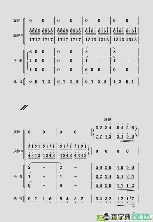 现代舞剧《白毛女》全剧主旋律乐谱之序曲简谱