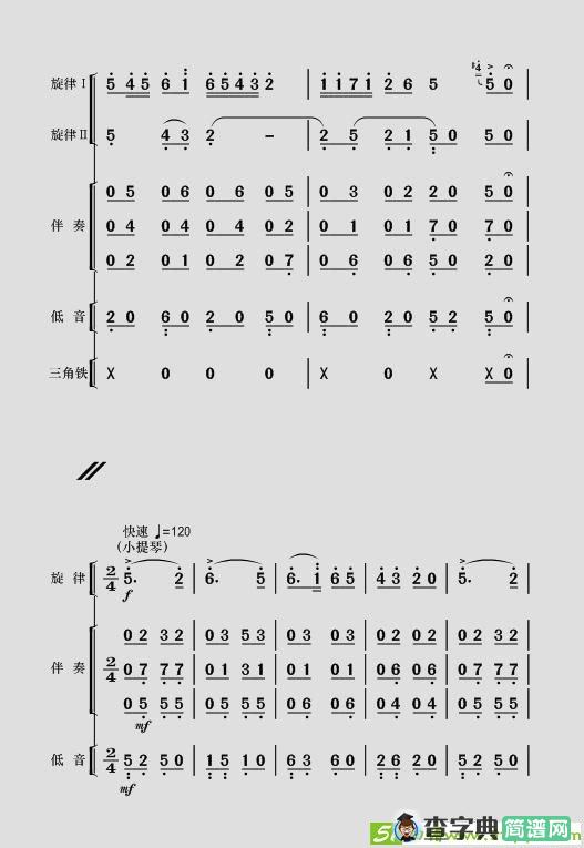 现代舞剧《白毛女》全剧主旋律乐谱之第一场 深仇大恨简谱