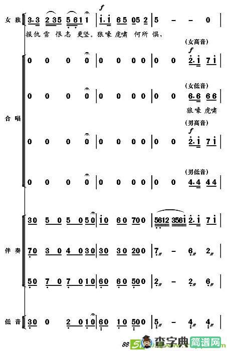 现代舞剧《白毛女》全剧主旋律乐谱之第四场 盼东方出红日简谱