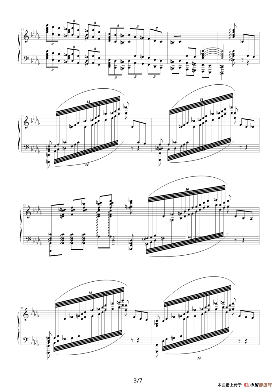 降b小调第一钢琴协奏曲（四手联弹）钢琴谱