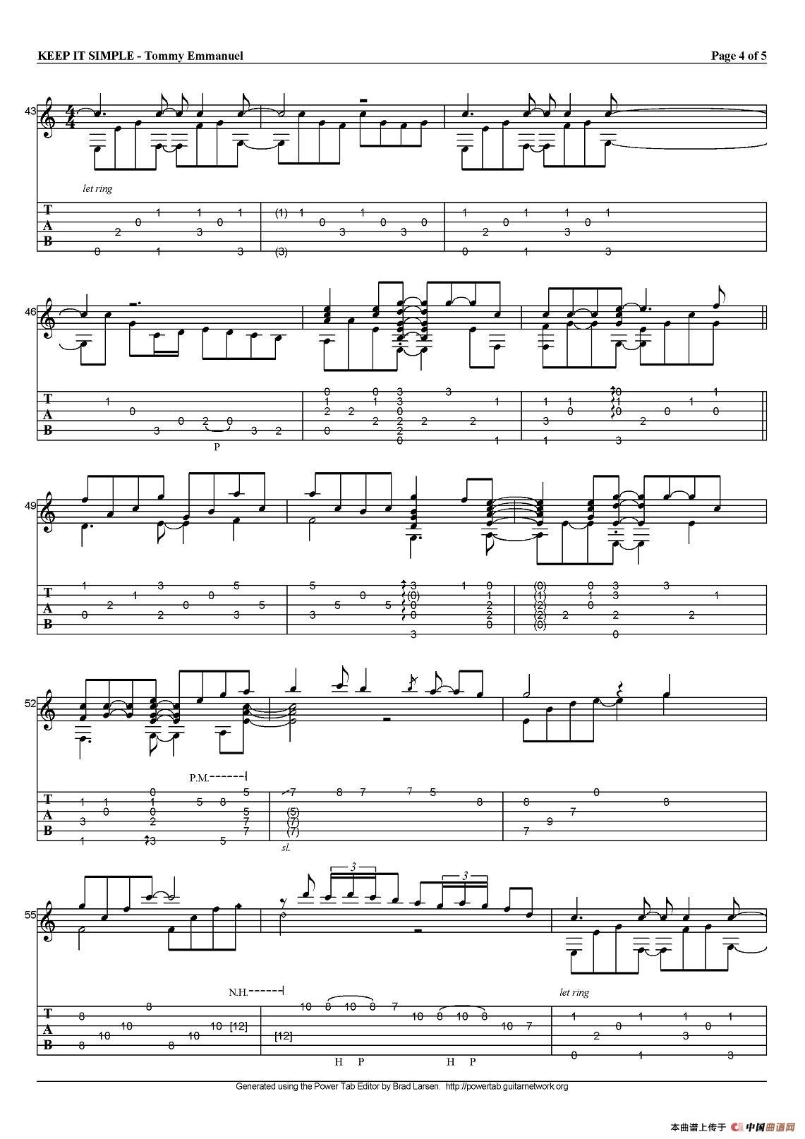 tommy emmanuel：keep it simple（指弹吉他）吉他谱