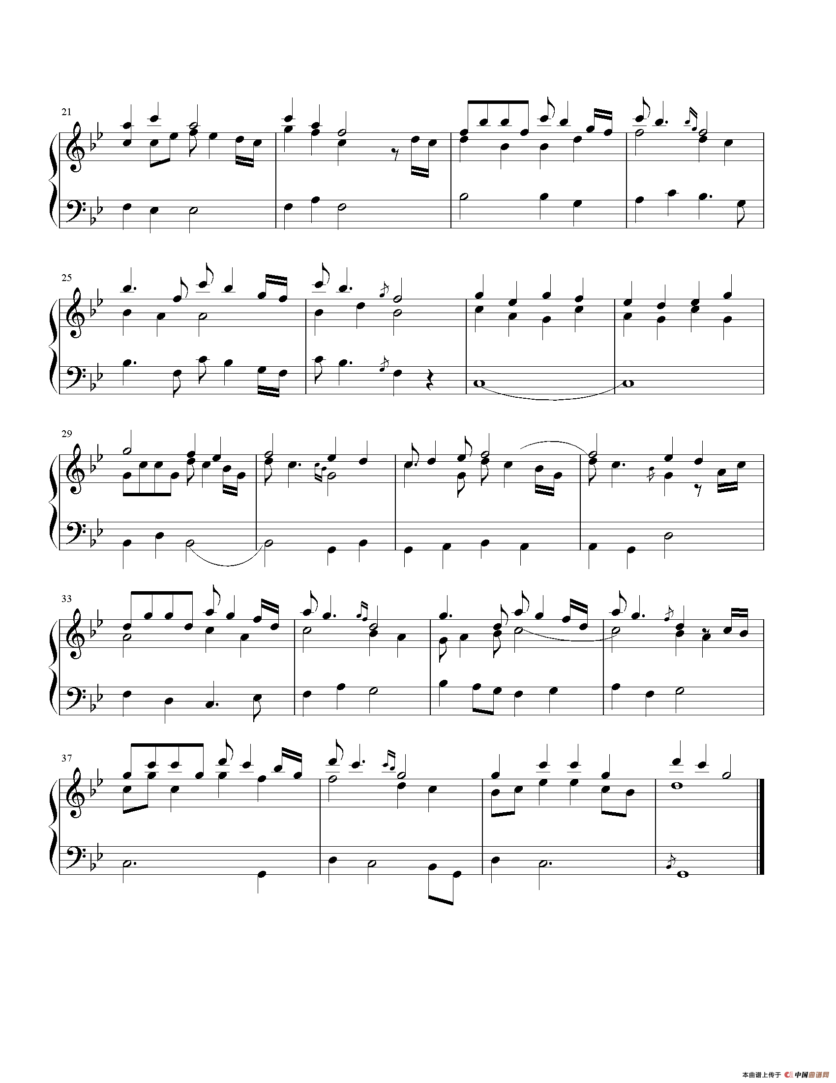 三声部赋格曲小河淌水钢琴谱