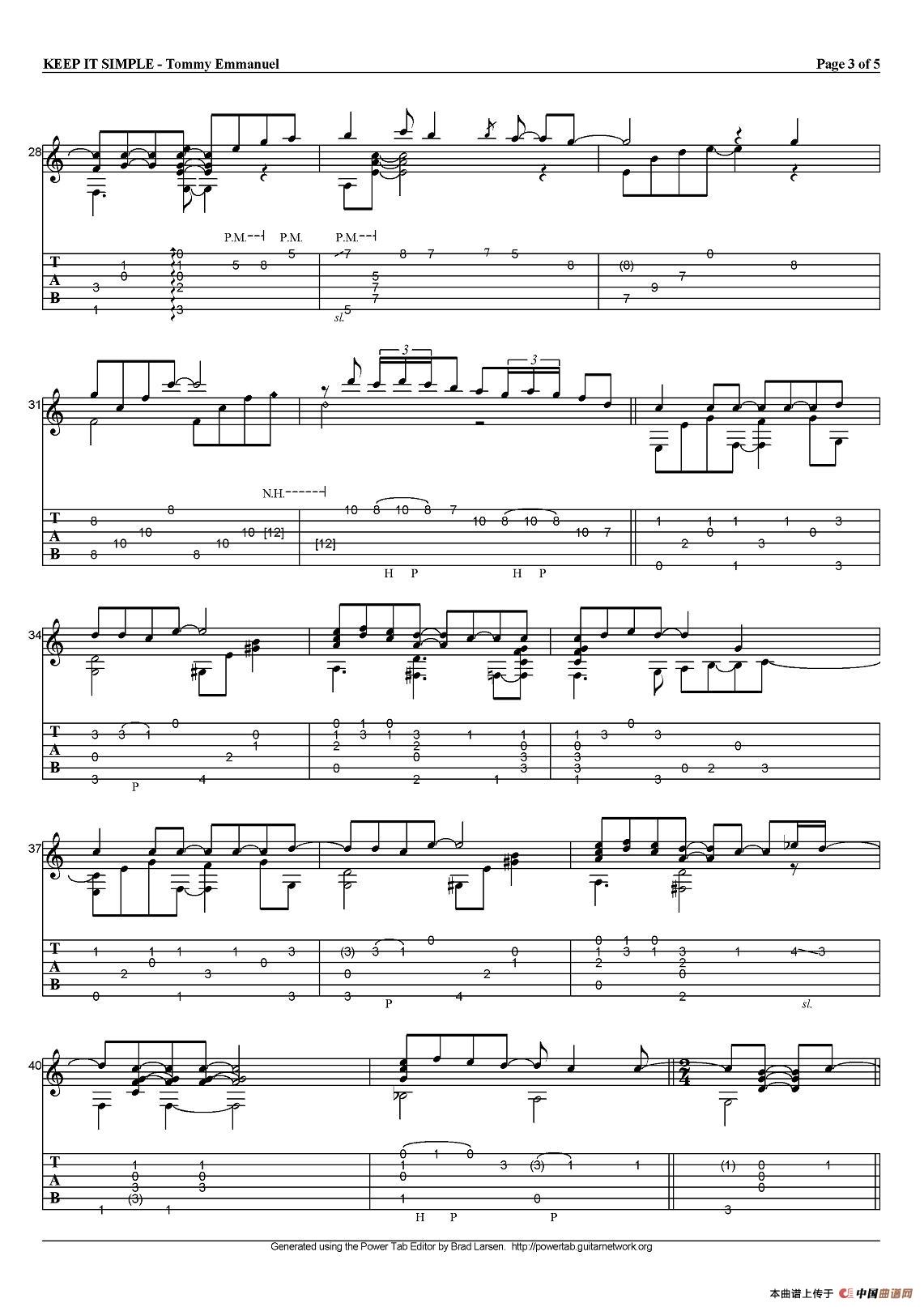 tommy emmanuel：keep it simple（指弹吉他）吉他谱