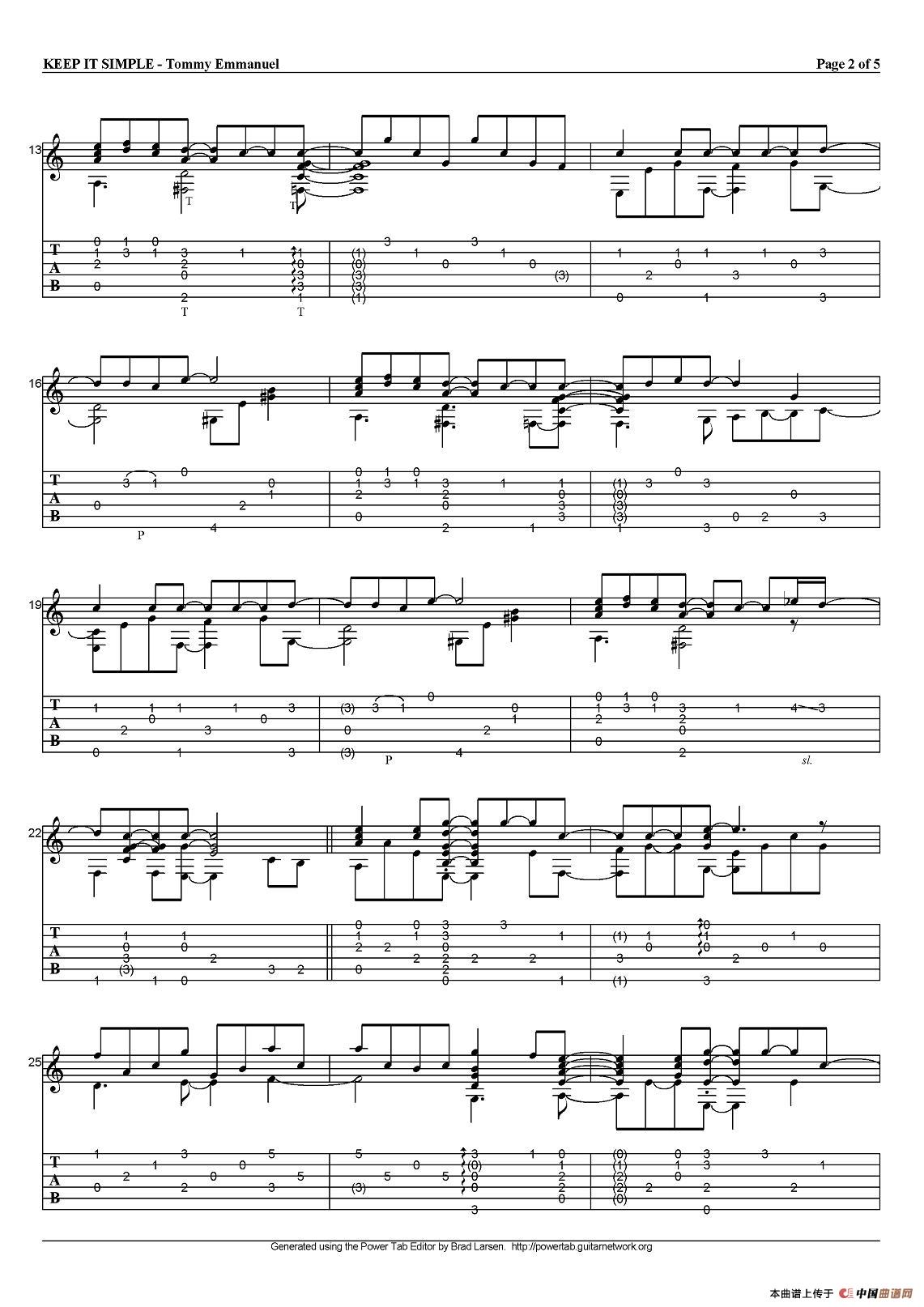tommy emmanuel：keep it simple（指弹吉他）吉他谱