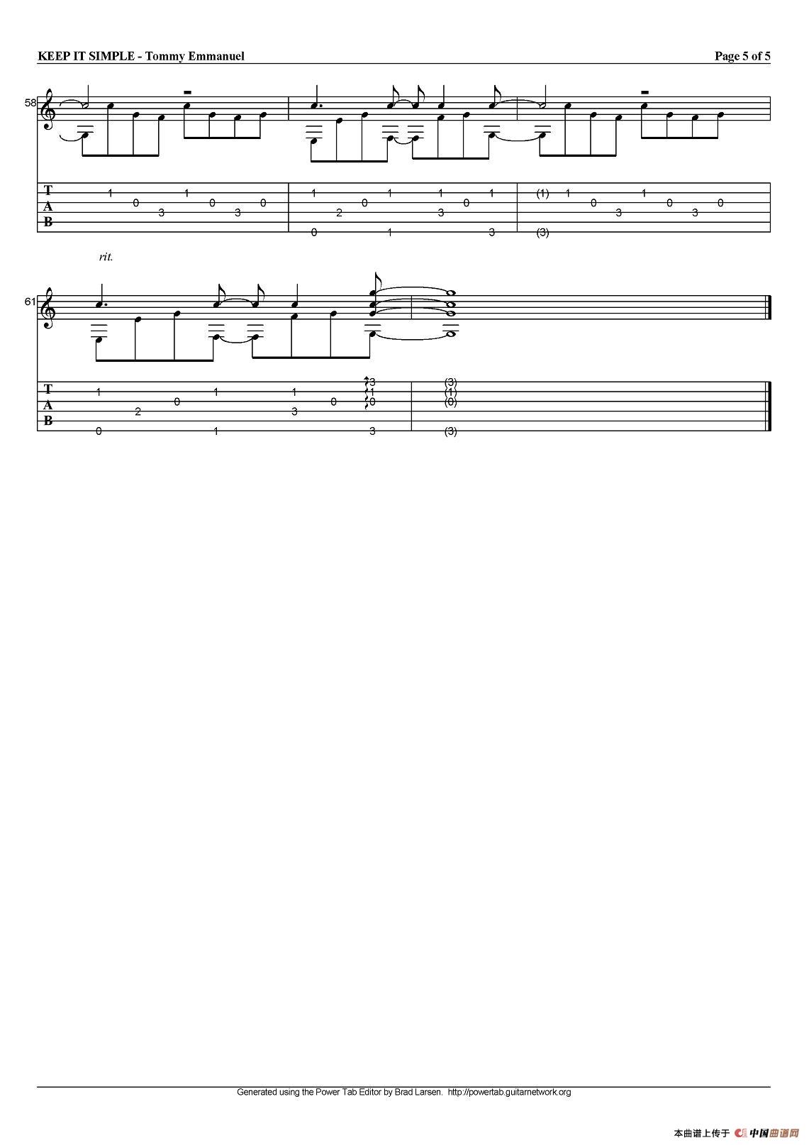 tommy emmanuel：keep it simple（指弹吉他）吉他谱